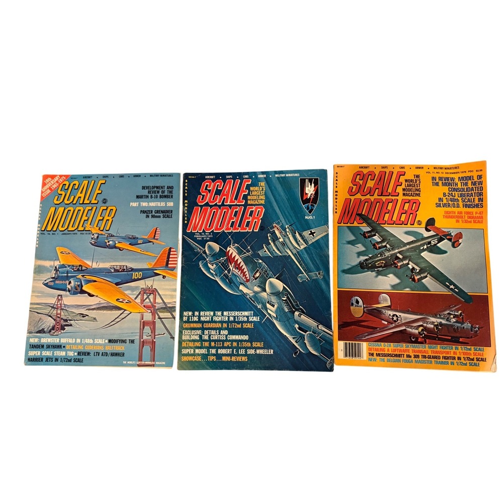 Vintage Scale Modeler Magazine Lot 3 Issues 1975 1976 Military Aircraft Armor